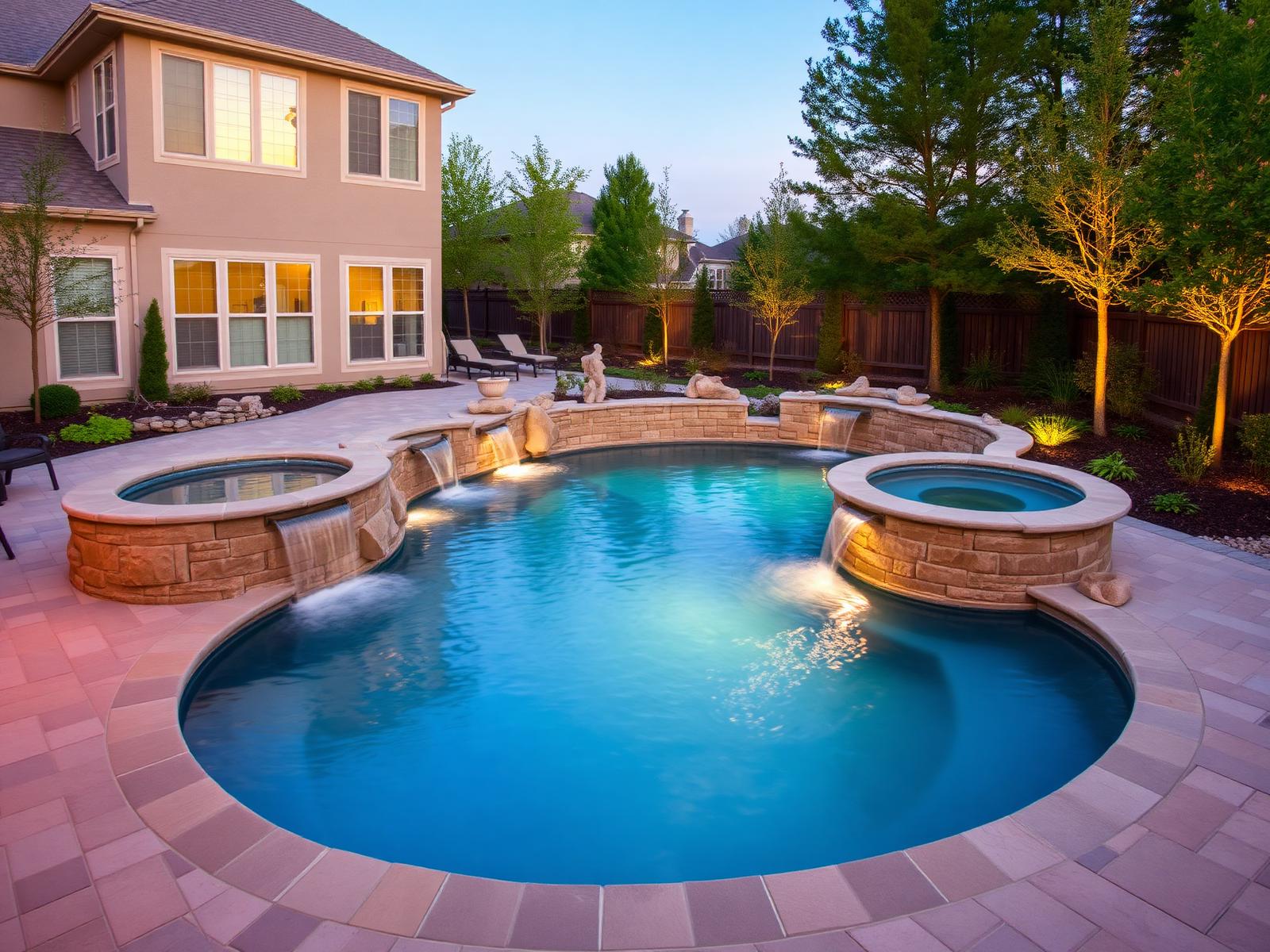 Premium Phoenix backyard with custom pool and waterfalls